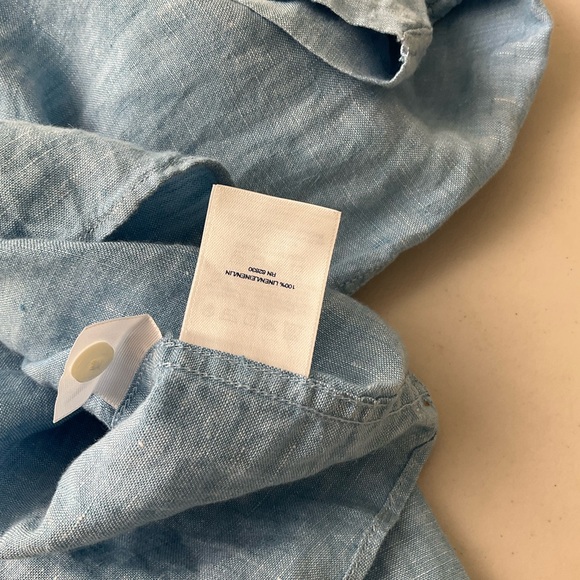 Men's Linen Button Up Tailored Fit Preppy Resort Lands' End XL Tall 17 - 17.5 - Picture 4 of 4